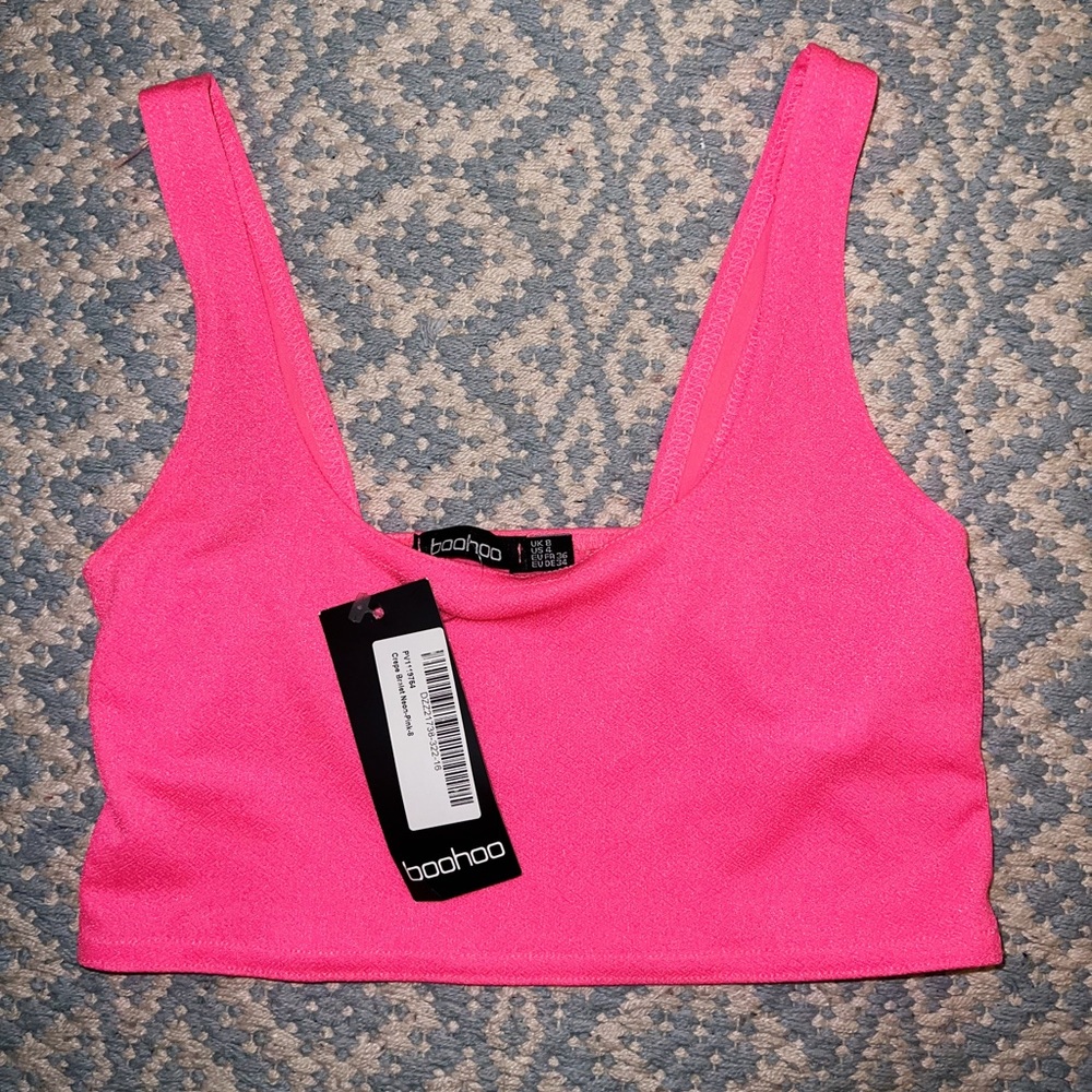 Boohoo pink crop tank top